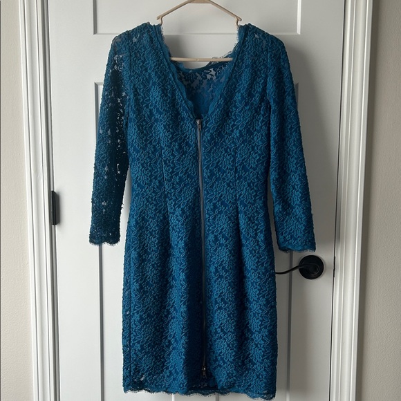 Adrianna Papell Teal Long Sleeve Lace Dress - Picture 3 of 3